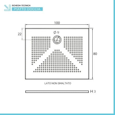 Piatto doccia rettangolare 80x100 H3 cm in ceramica bianco opaco con antiscivolo  Ruy