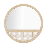 Specchio da parete Fuji con cornice boho in ferro e MDF