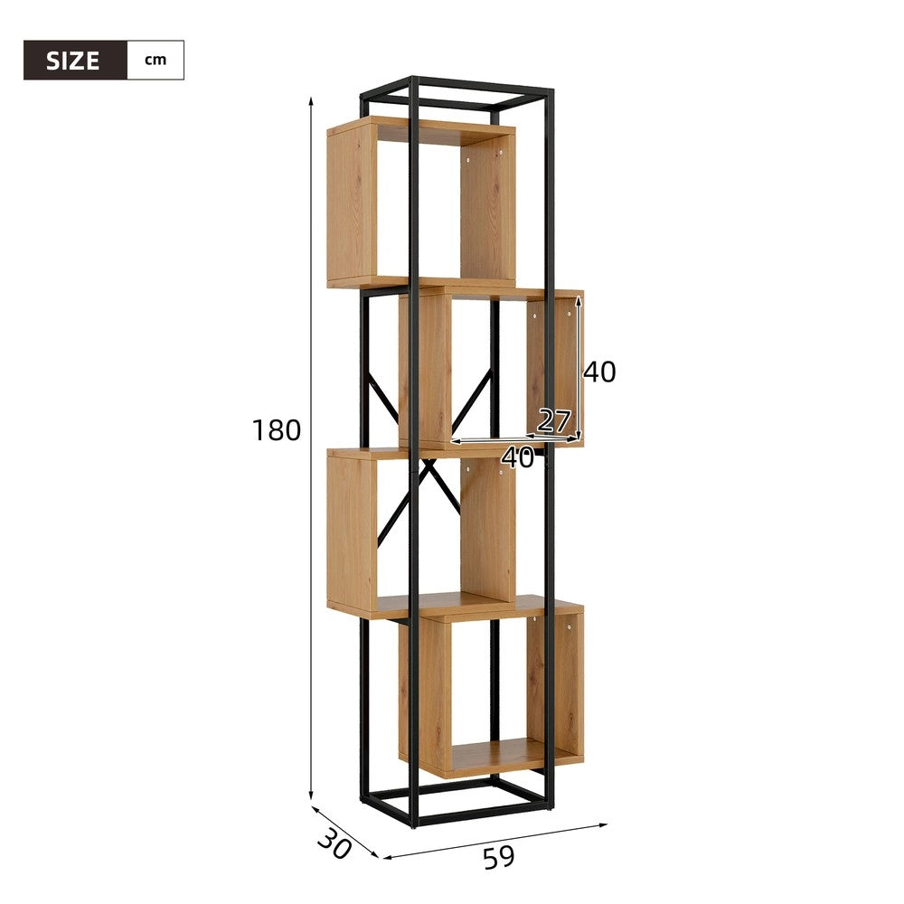 Scaffale Libreria Aperto 4 Ripiani in Metallo e MDF ¨C Xylo ¨C 59x30x180 cm