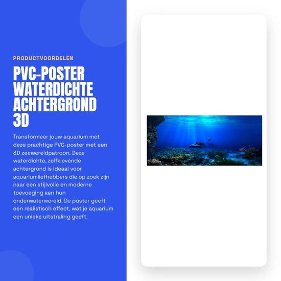 Poster PVC acquario 3D - zeewereld - decorazione - 122 * 46 cm