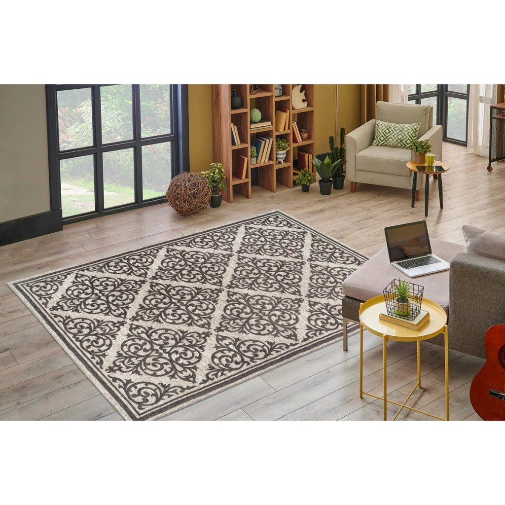 Tappeto di design Davio 100 in grigio e bianco