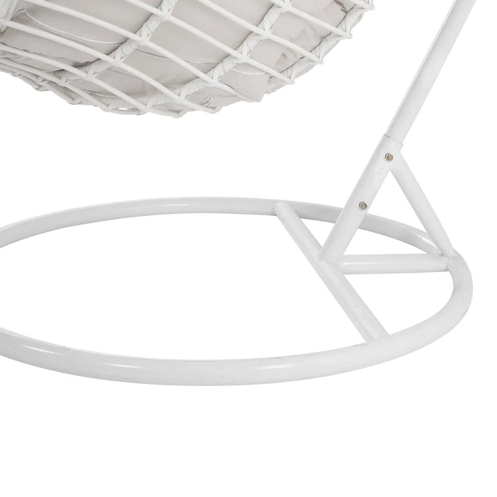 Sedia sospesa poltrona pensile in rattan sintetico bianco altalena a forma di uovo in vimini rustico Boho