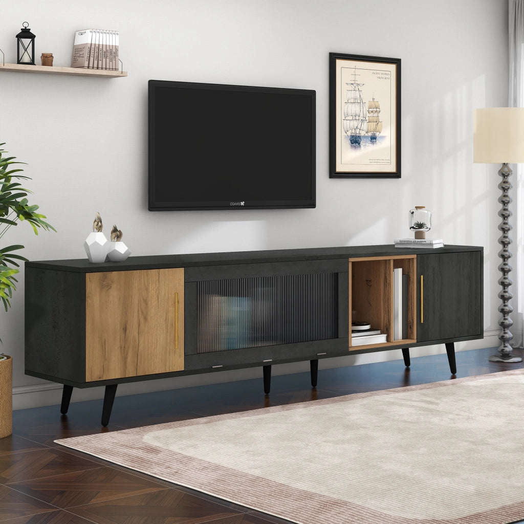 Cassettiera per TV grigia in MDF lunghezza 200 cm