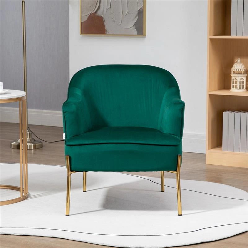 POLTRONA DA CAMERA DA LETTO IN TESSUTO EFFETTO VELLUTO VERDE