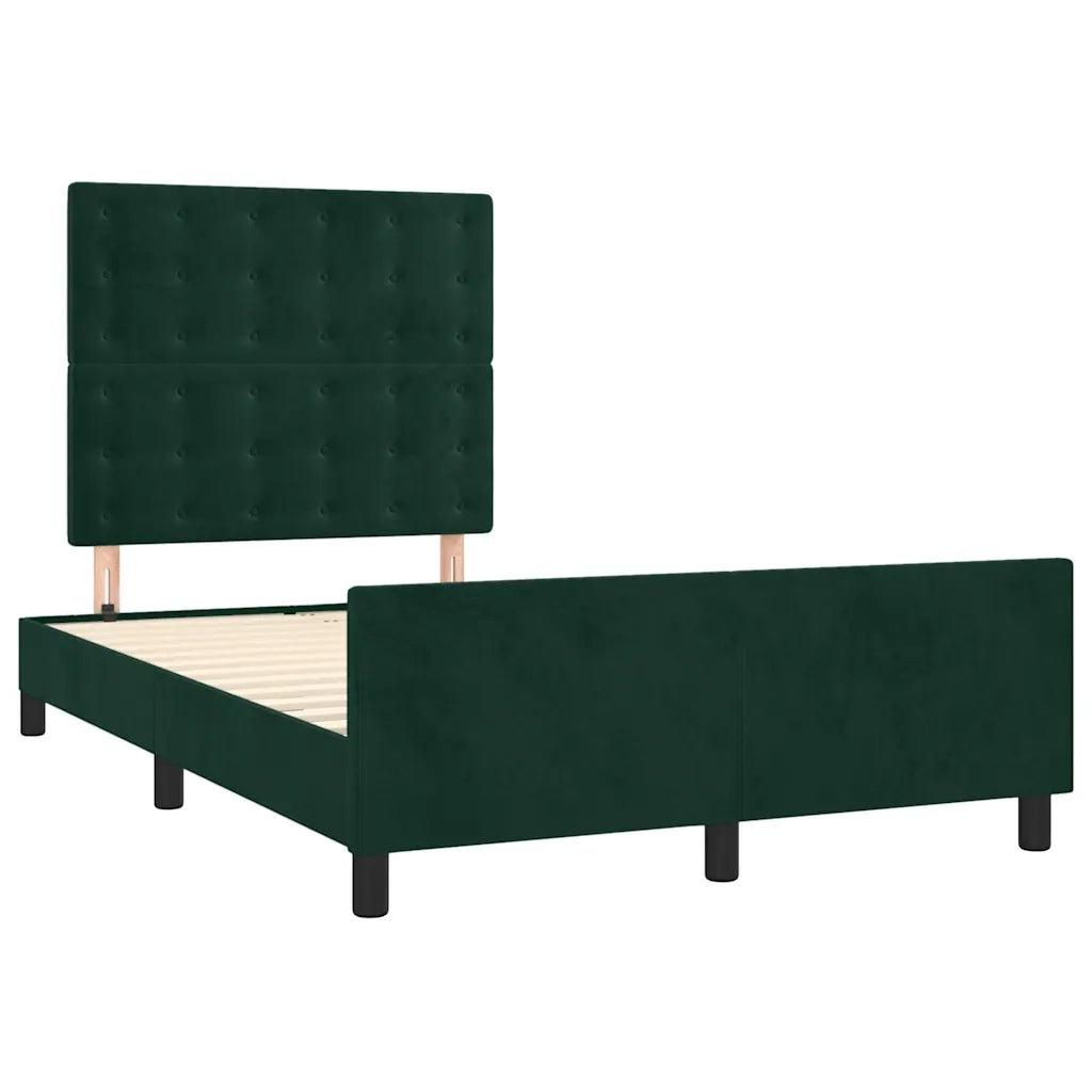 Letto matrimoniale | Letto per adulti | Giroletto senza Materasso Verde Scuro 120x190 cm Velluto
