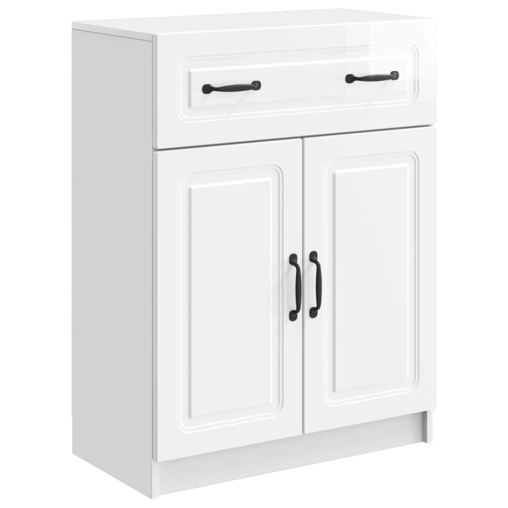 Credenza | Madia | Buffet da pranzo | Armadio da pranzo Bianco Lucido 66 x 34,5 x 87 cm Legno ingegnerizzato