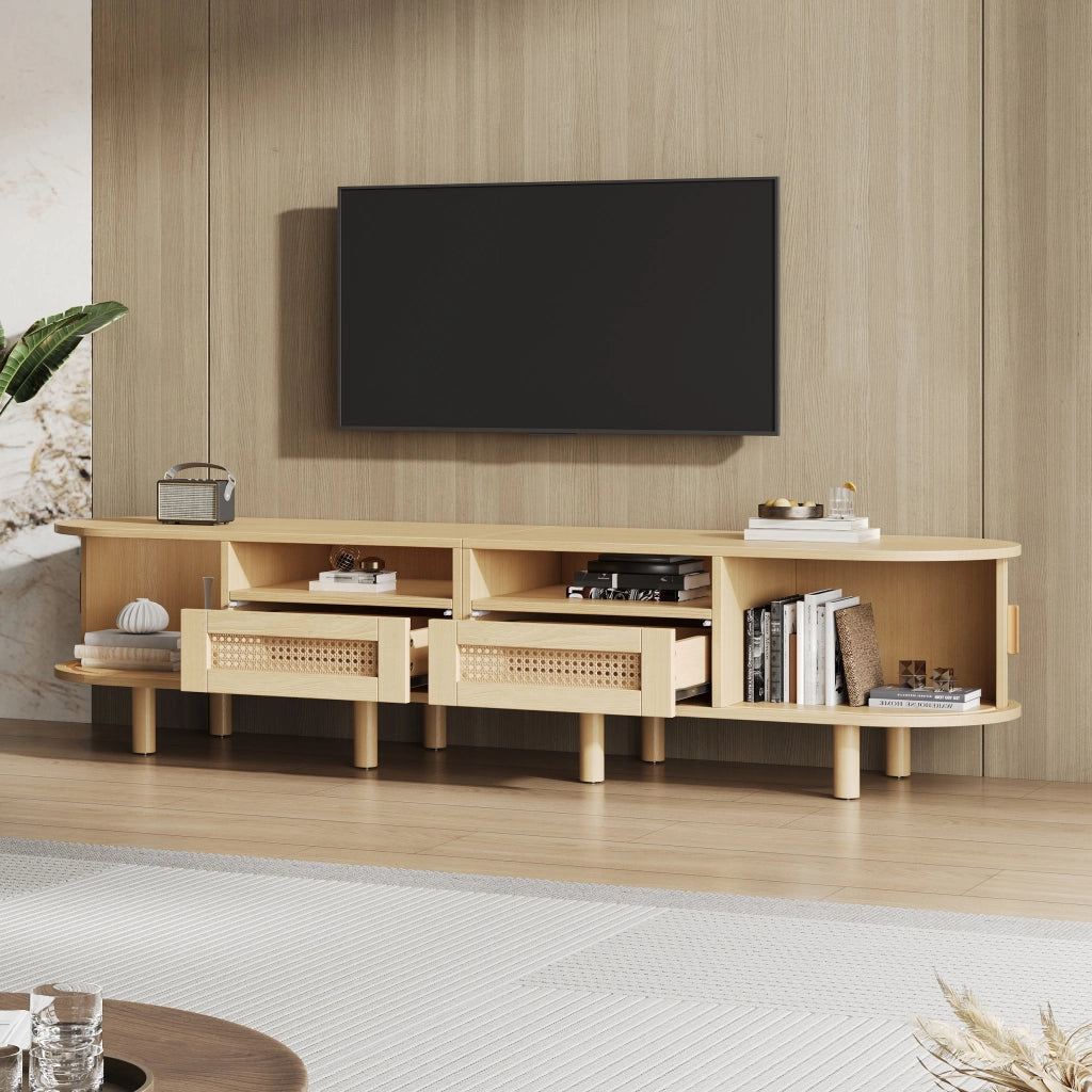 Cassettiera per TV Light Oak in MDF e legno; lunghezza 170 cm