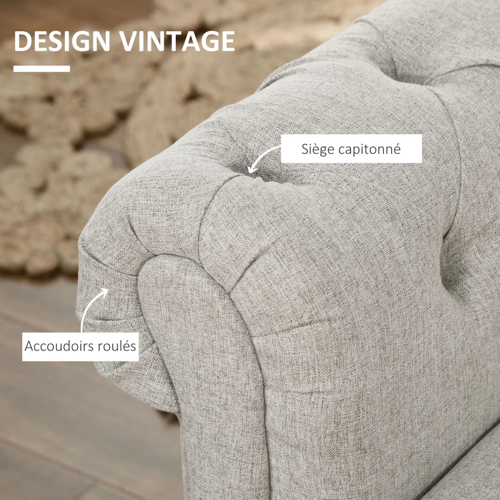 Divano 2 posti in tessuto con cassetti e piedi in legno ¨C Minimal ¨C Grigio 146.5x49x72