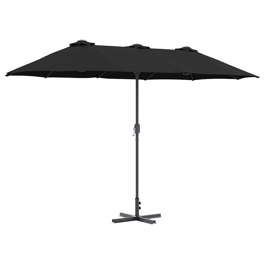 Ombrellone da giardino pieghevole e resistente 370 x 197 x 239 cm in poliestere nero. Codice articolo: 02_0058743.