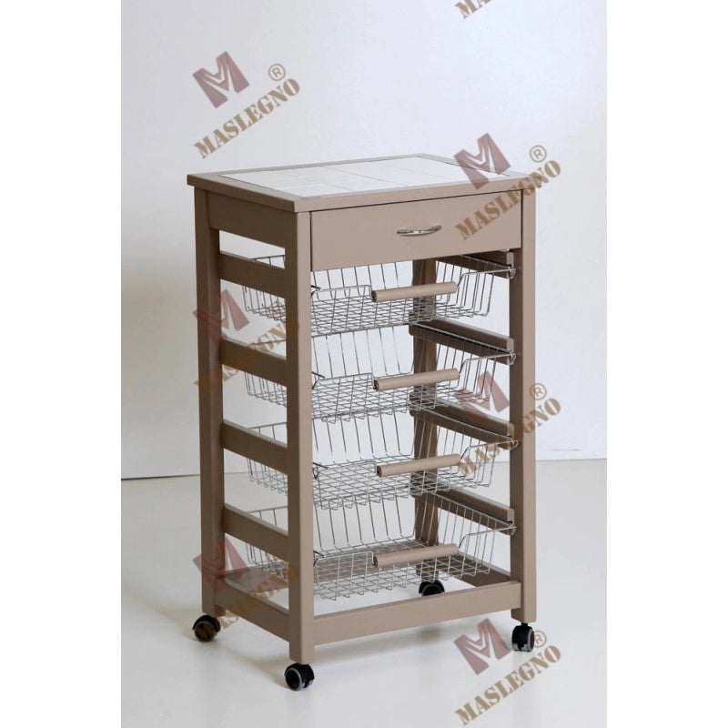 Carrello portafrutta Vesuvio con cassetto senza base - fango