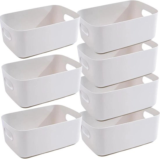 Organizzatore in Plastica con Maniglie per Bagno e Cucina - Scatola di Organizzazione in Plastica - 25x18x10 cm