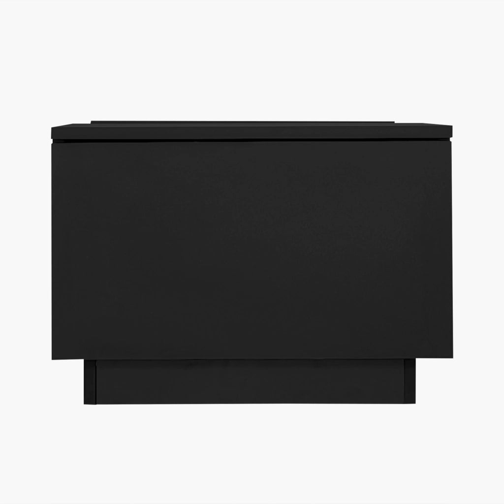 Tavolino da salotto nero con vetro e LED - Zephmum- 100x50x35,5 cm controllo app, 2 cassetti