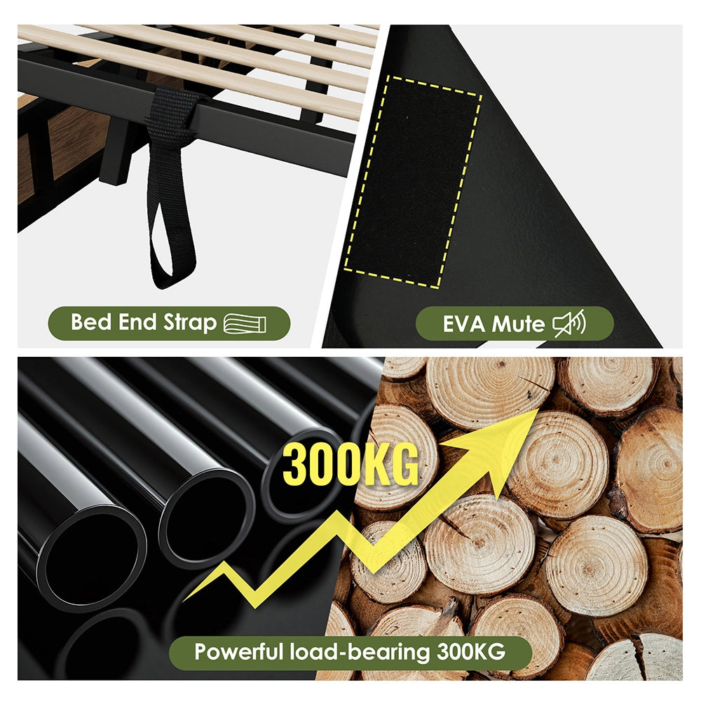 Letto matrimoniale-Xylo-180x200 cm-contenitore idraulico, USB/Type-C, testiera, quercia