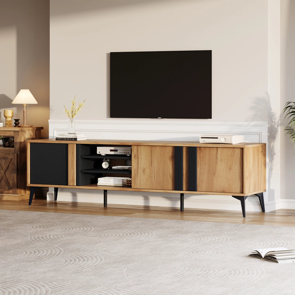 Cassettiera per TV marrone e nero in truciolare lunghezza 180 cm