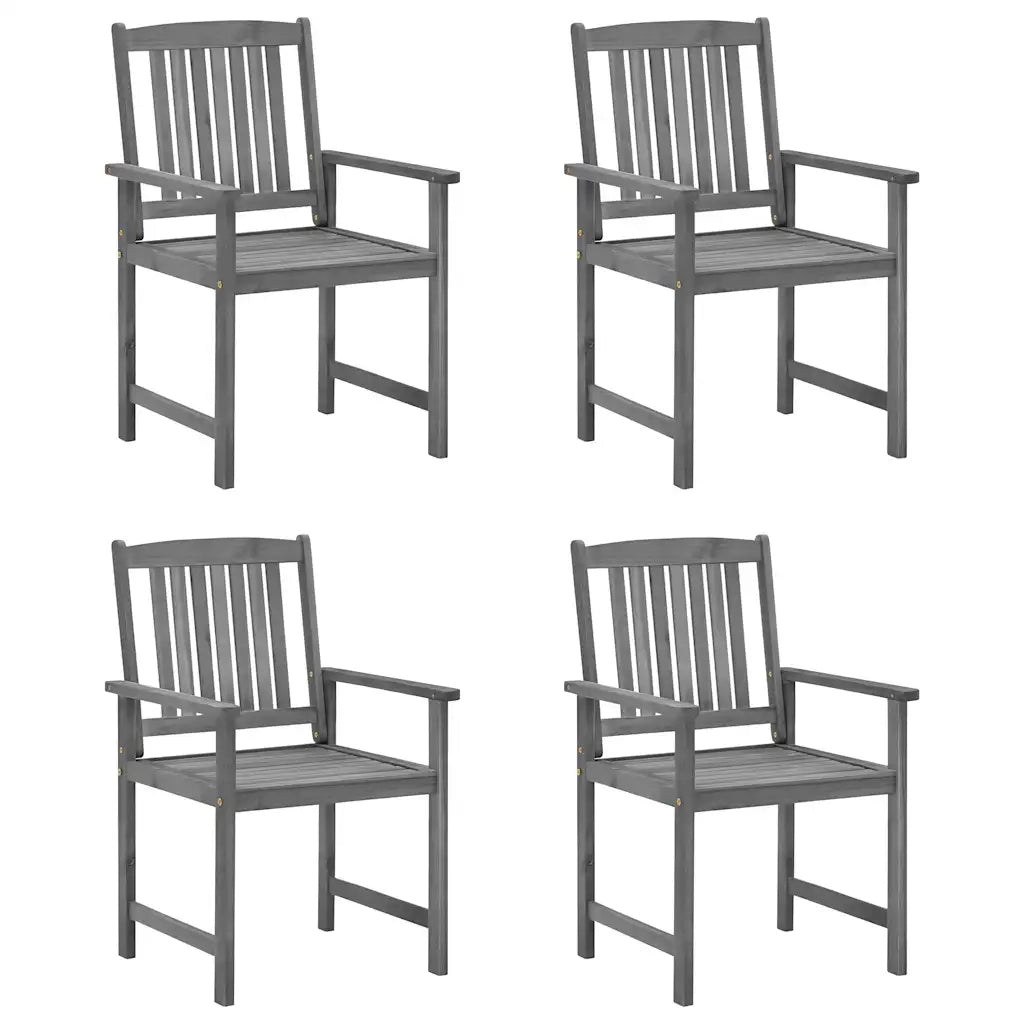 Sedie da Giardino con Cuscini 4 pz | Sedie da Esterno in Massello di Acacia Grigio