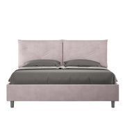BS COM Letto queen size con rete imbottito 150x210 microfibra glicine Large