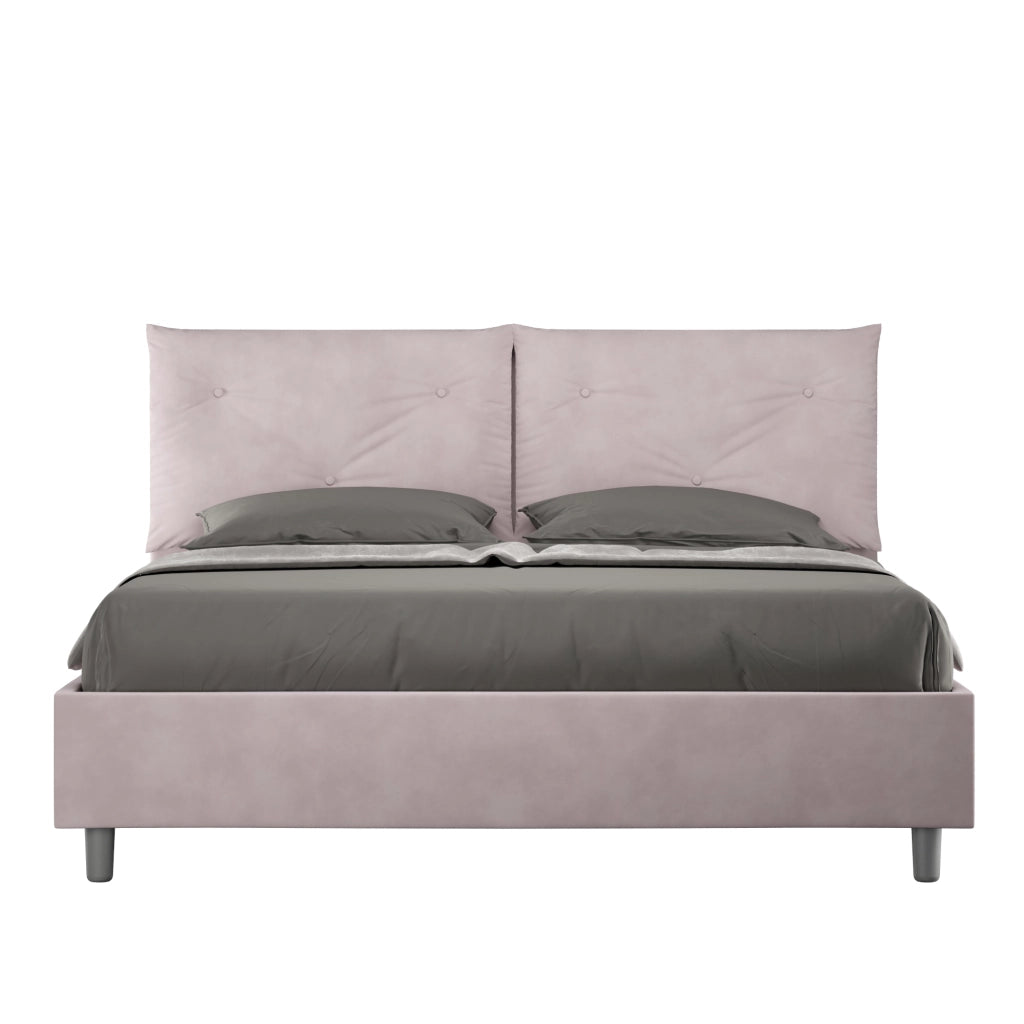 BS COM Letto queen size con rete imbottito 150x210 microfibra glicine Large