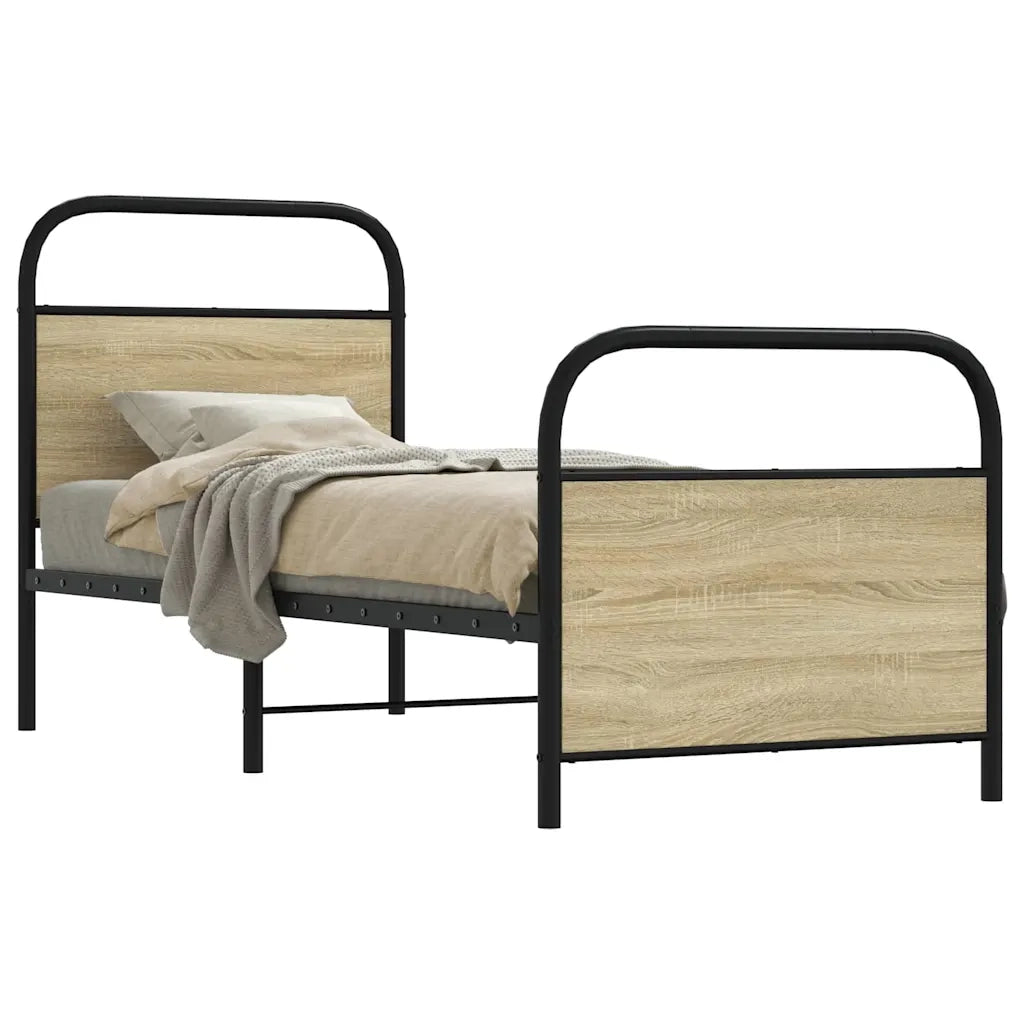 Letto singolo | Letto per adulti | Giroletto senza Materasso Rovere Sonoma 80x200 cm in Truciolato