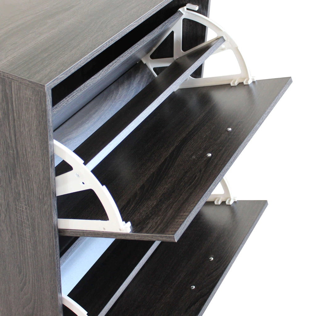 Scarpiera Salvaspazio 4 Ante a Ribalta 60x24x150h cm Legno Antracite - Mobile Ingresso LOLA