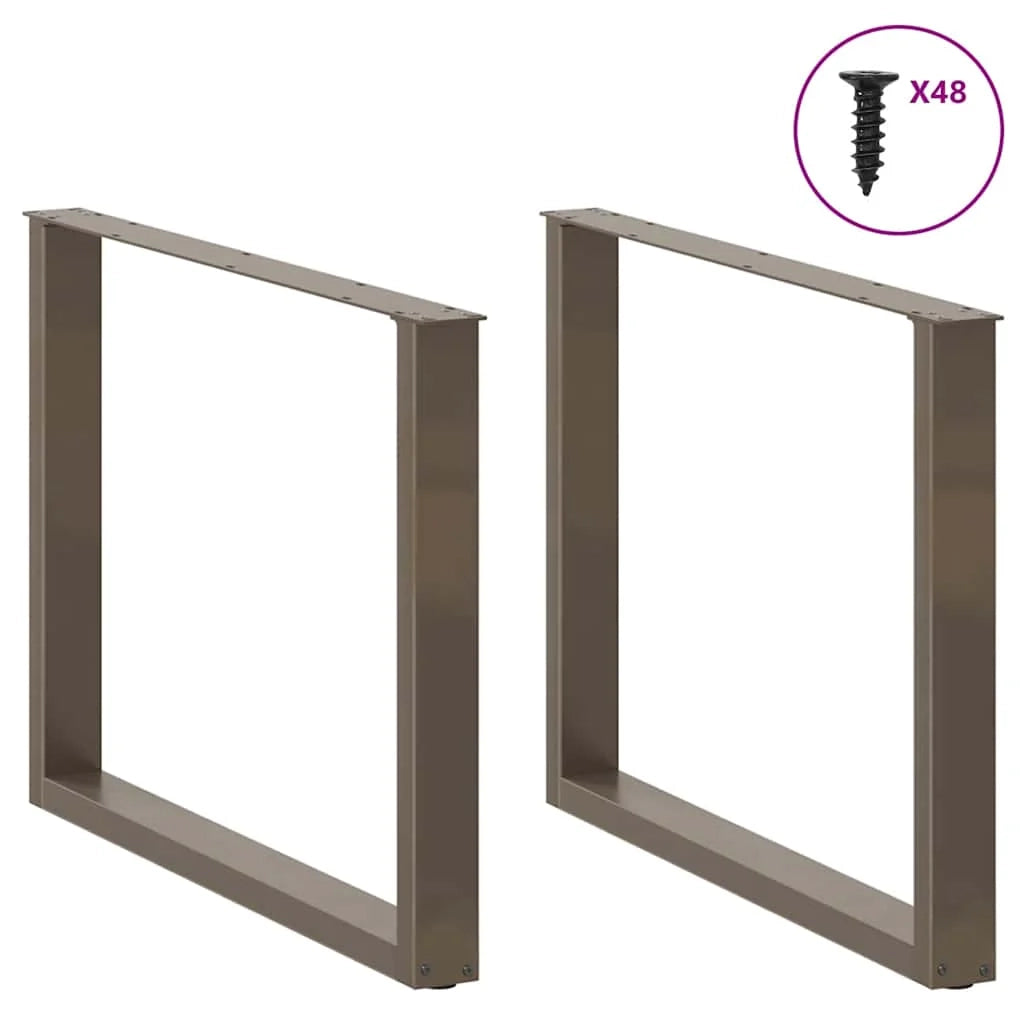 Set di 3 gambe per tavolo da pranzo a forma di U 100 x 72-73 cm con piedini regolabili stile moderno acciaio naturale 02_0057455