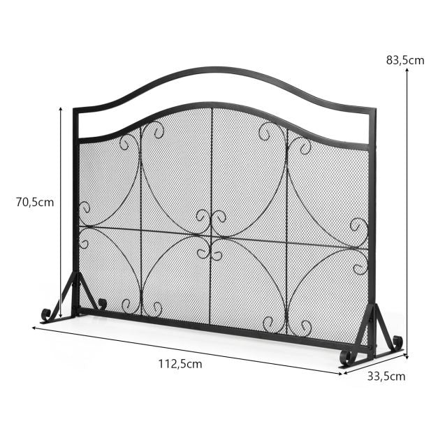 Parafuoco per termocamino 1 anta grande lungo 112 cm alto 83,5 cm in metallo 20_0006767