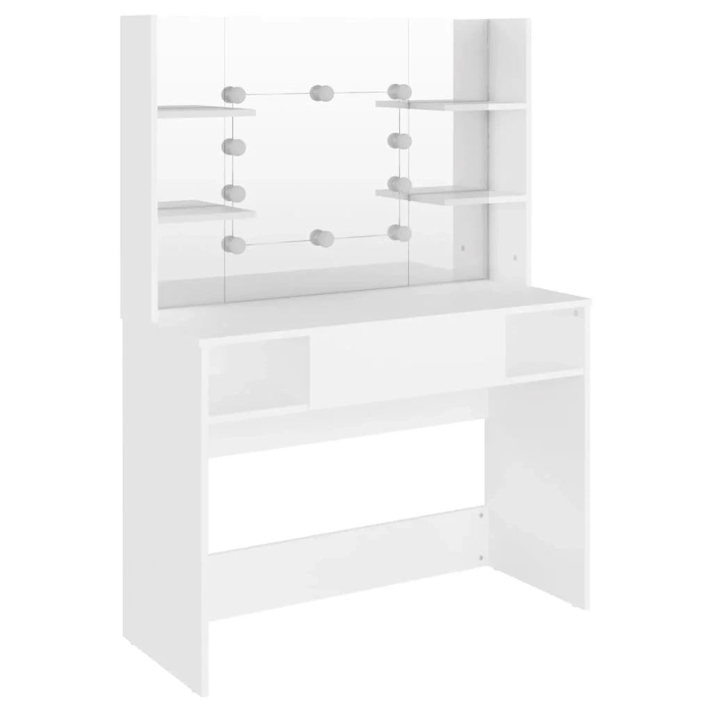 Tavolo da trucco con illuminazione a LED 100 x 40 x 135 cm MDF bianco 02_0006392