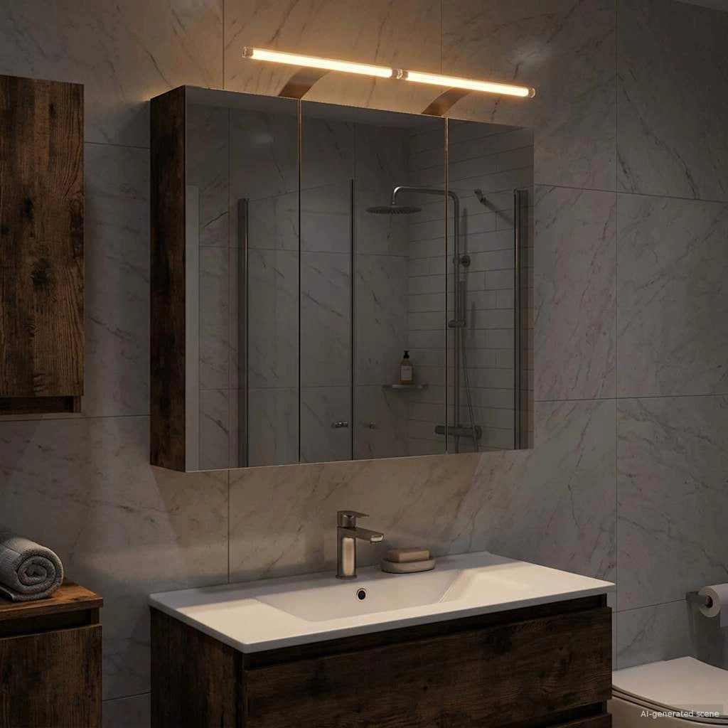Mobiletto per specchio da bagno Rovere fumé 70 x 14,5 x 70 cm 889099