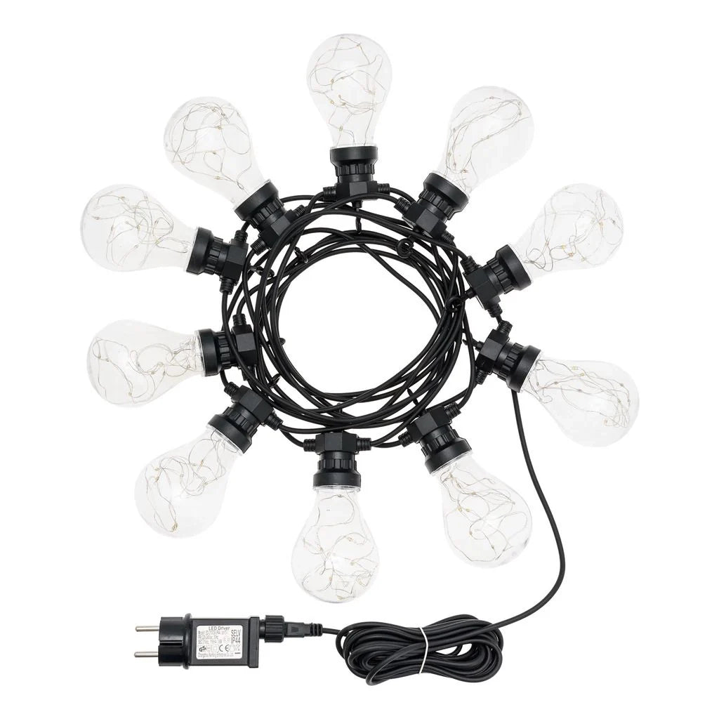 Catena 10 lampadine a goccia led bianco caldo, Ø 67 mm - 10 METRI