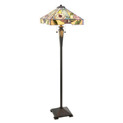 Lampada da terra Tiffany WILLOW paralume quadrato rose 2xE27