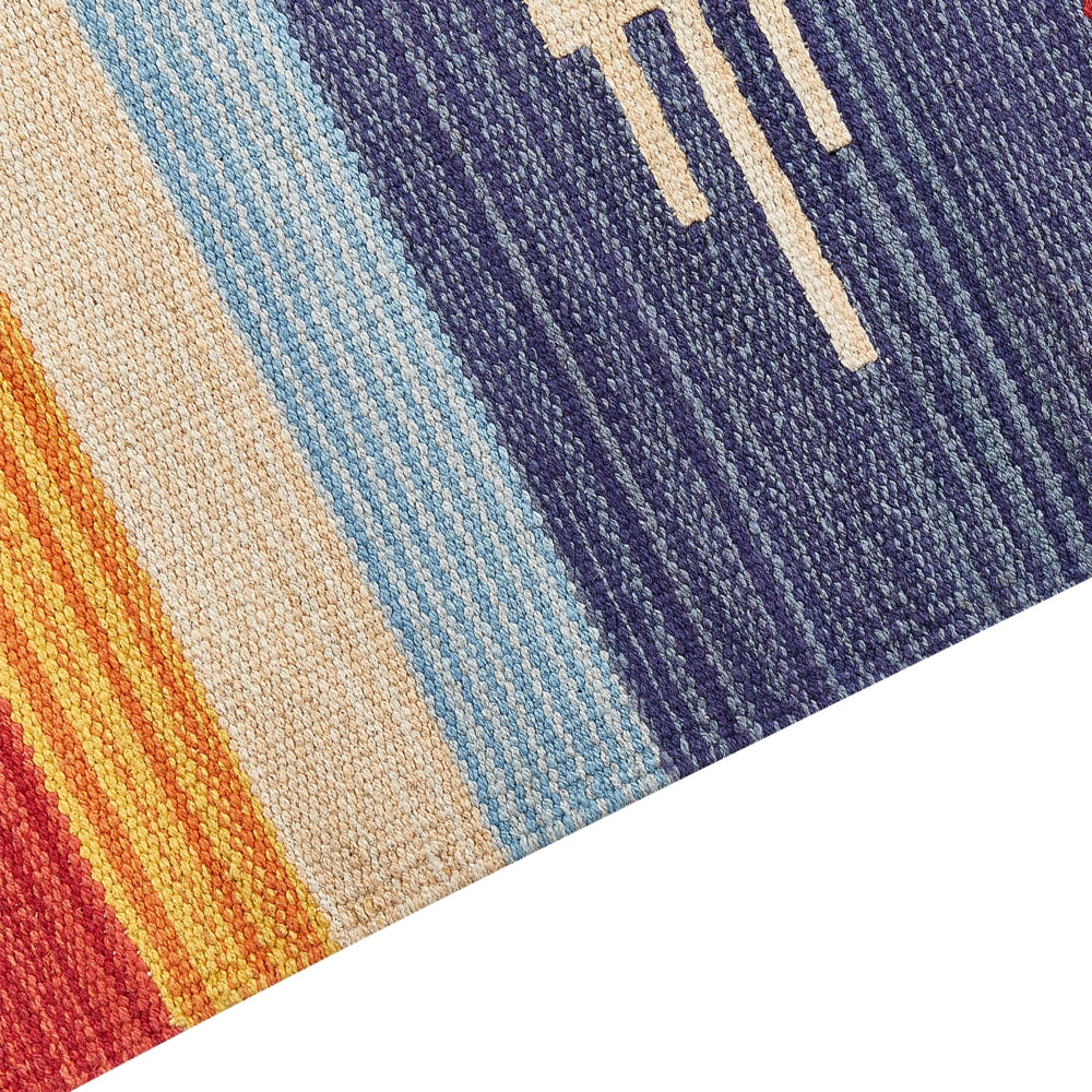 Tappeto Kilim in cotone tessuto a mano reversibile con motivi geometrici e nappe  multicolore 80 x 150 cm soggiorno camera da letto
