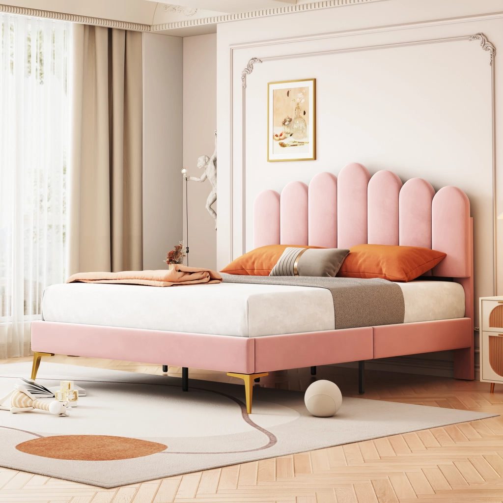 letto imbottito velluto rosa 140 x 200 cm