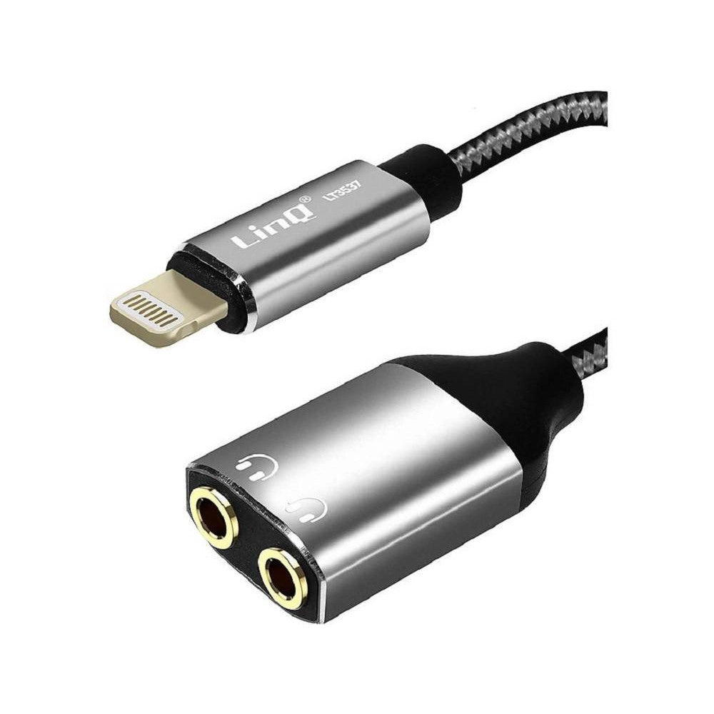 Trade Shop - Cavo Intrecciato Adattatore Audio Da Lightning Maschio A 2 Jack 3,5mm Femmina Lt3537 -