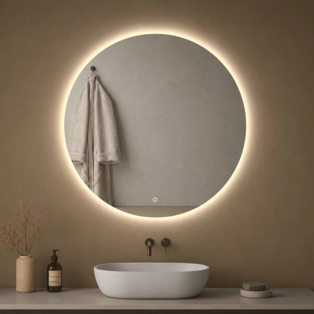 Specchio tondo retroilluminato led elegante per bagno *** misura Ø70, tonalità dimmerabile 2700-4500-6500k, confezi...