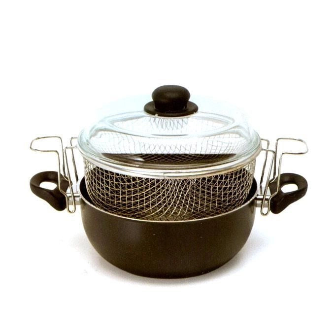 Ballarini 35260F.24 Firenze Friggitrice con Rivestimento Antiaderente Cortan Multistrato e Cestello in Acciaio colore Nero