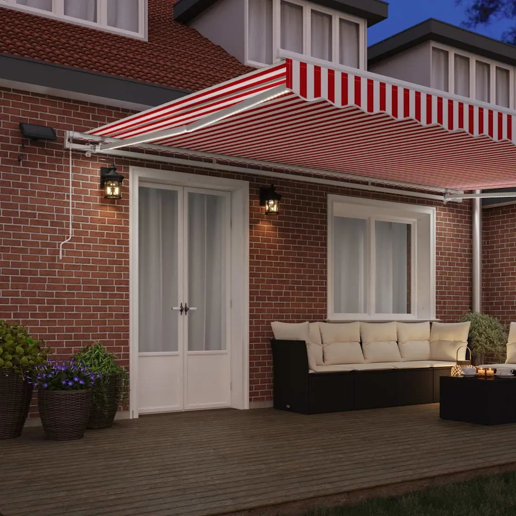 Tenda Retrattile Rosso e Bianco 500 × 300 cm Tessuto e acciaio 3331262