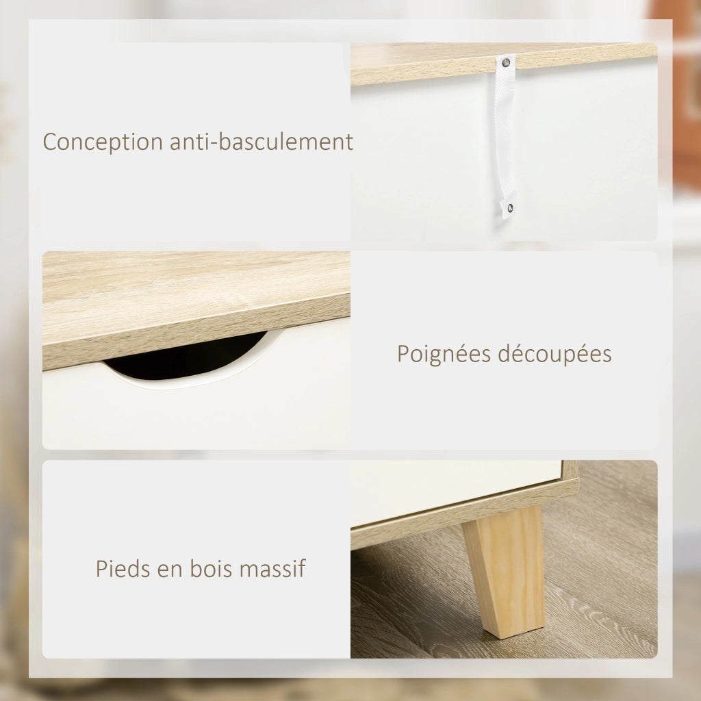 Cassettiera 6 cassetti stile scandinavo ¨C Xylo ¨C legno e beige 120x40x76 cm
