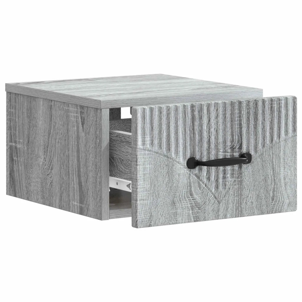 Set di 2 Comodini | Armadio da Notte | Mobiletto da notte a muro Grigio Sonoma 34,5 x 33 x 20 cm