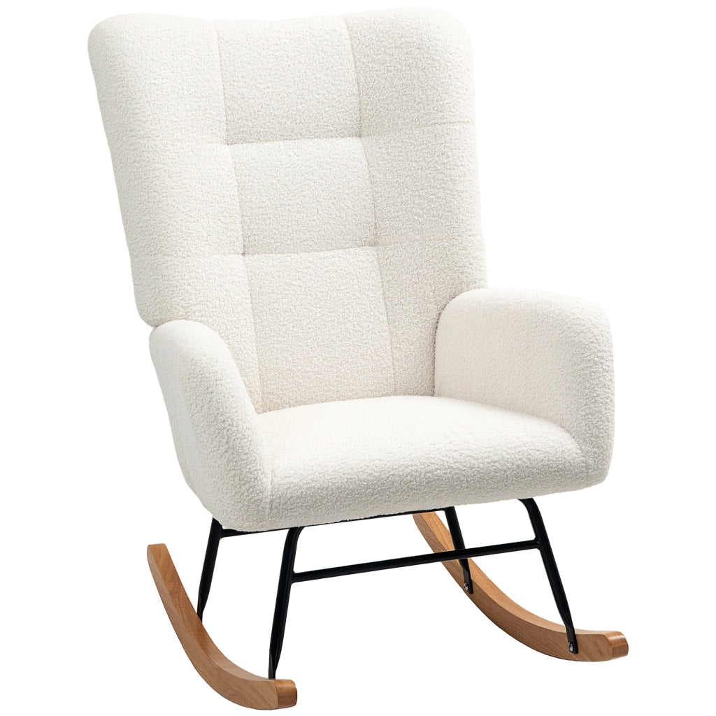 Poltrona a Dondolo ¨C Minimal ¨C Tessuto Imbottito Crema