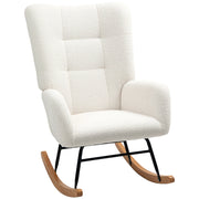 Poltrona a Dondolo ¨C Minimal ¨C Tessuto Imbottito Crema