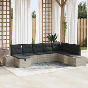 Set Divano da Giardino 8 pcs Grigio chiaro Poly Rattan