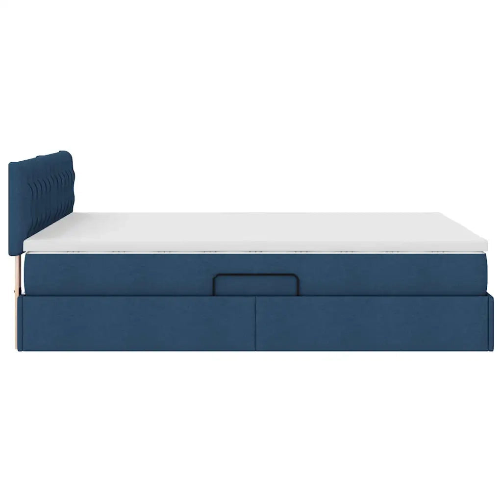Letto con contenitore e materasso con testiera Blu 140 x 200 cm 3370580
