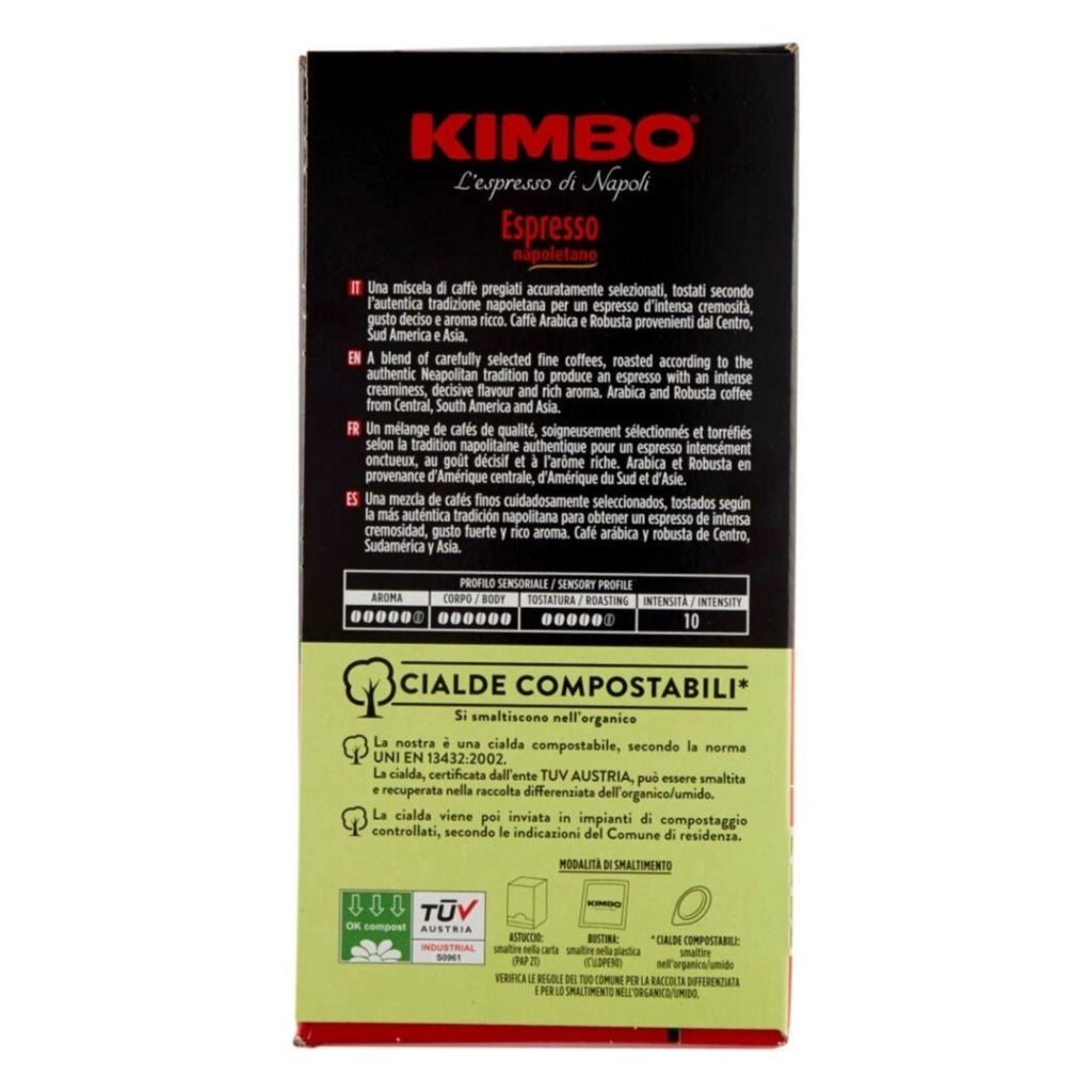 Kimbo espresso napoletano caffe' in cialde multipack 5 confezioni da 18 cialde ciascuna