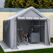 Capanno da giardino 244x241x217cm garage per biciclette deposito utensili tenda robusta impermeabile colore grigio scuro per giardino e esterni