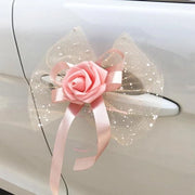 Decorazione per Auto - Striscia Decorativa - Festa di Sposa - Rosa - Fiori - Strisce - Pre-Assemblate - Striscia per Auto e Specchietto Rettrovisore - 10 pezzi - Adatta per Auto e Specchietto Rettrovisore - Antenna e Specchietto Rettrovisore