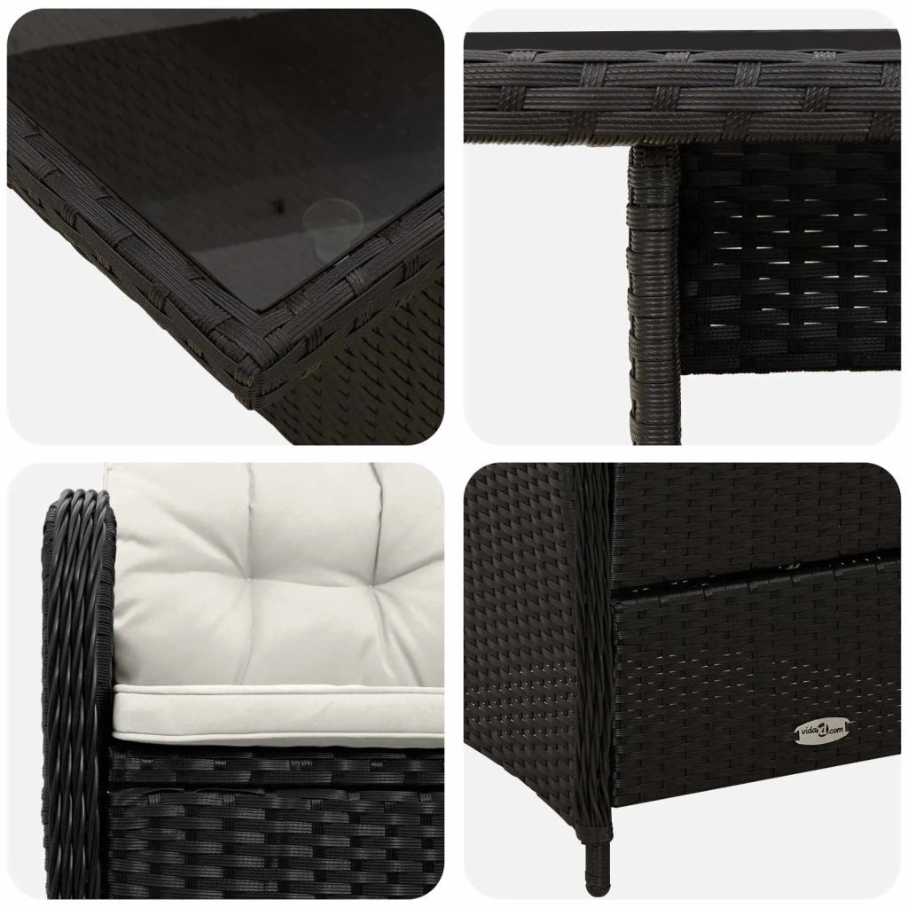 Set da pranzo per esterni 5 pz Nero e Bianco Crema polyrattan 3422403