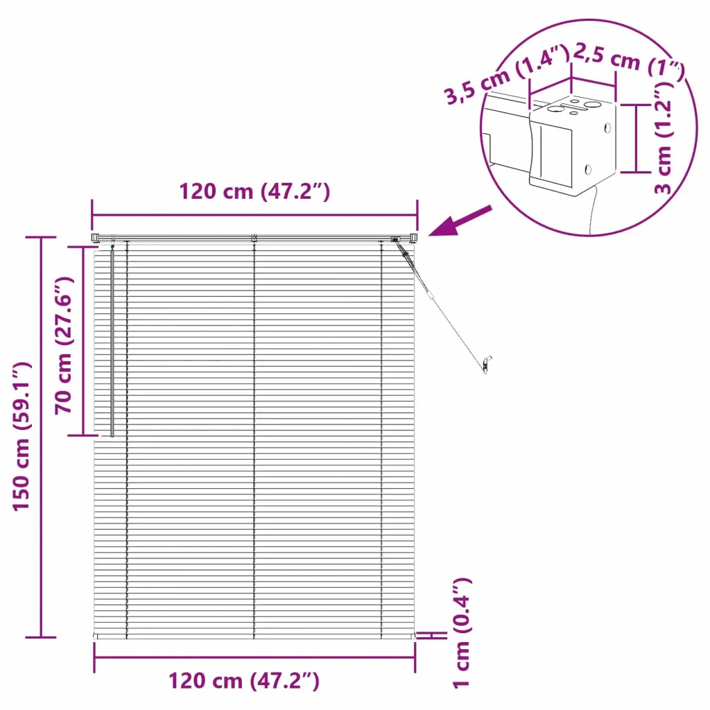 Tenda Veneziana | Tenda a lamelle Marrone Chiaro con Motivo 150 x 120 cm 25 mm