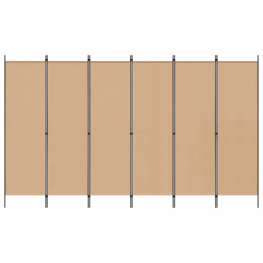 Divisore per Stanza | Paravento | Divisorio Ambienti a 6 Pannelli Beige 300 x 180 cm Tessuto