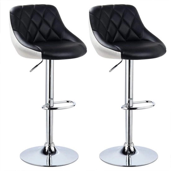 Sedili da Bar con schienale - Set da 2 - Cucina - Sedili da Bar ergonomici - Nero - Regolabile in altezza - Altezza seduta 60-82cm