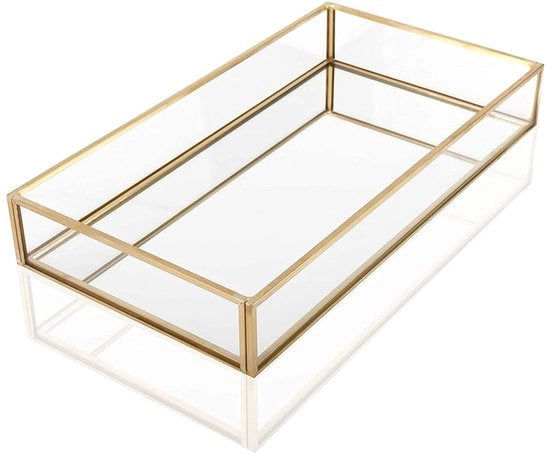Organizzatore di gioielli decorativo con luce - Scatola di conservazione metallica e vetrata - Dimensioni 20x14x3,5 cm - Sostenibile - Design scandinavo - Grande capacità
