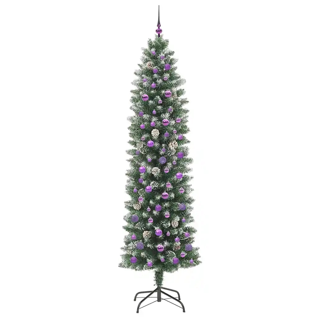 Albero di Natale Artificiale Sottile Verde e Bianco 240 cm 3395323